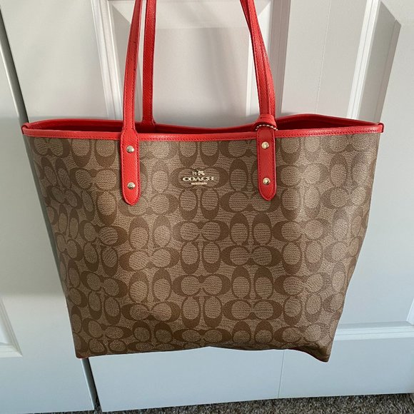 Coach Travel Tote, Orange/Tan - Picture 1 of 3